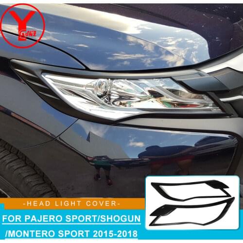 Black head light cover For MITSUBISHI PAJERO SPORT Shogun 2015 2016 2017 car headlight accessories For montero sport 2018 YCSUNZ