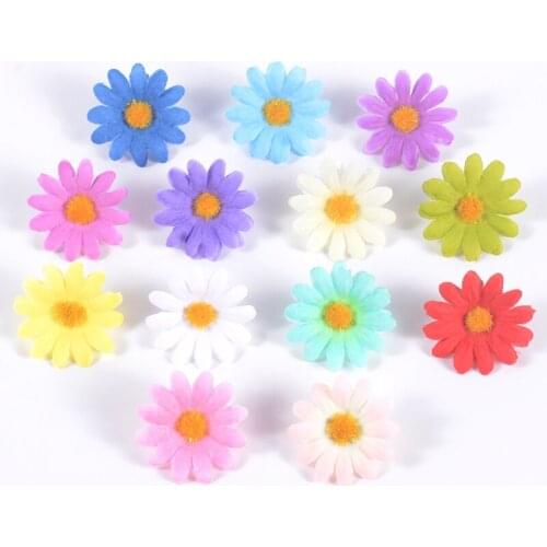 50/100pcs Decorative Mini Dasiy Artificial Flower Handmade Head Wedding Decor DIY Wreath Gift Box Scrapbooking Craft Fake Flower