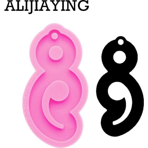 DY0282 Smooth art design semi colon craft epoxy resin molds DIY semi colon silicone mold for Keychain jewelry mould