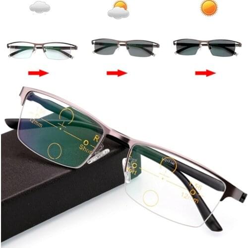 Photochromic + Progressive Multifocal Multifocus Reading Glasses Transition Sunglasses Men Eyewear Hyperopia Presbyopia Reader
