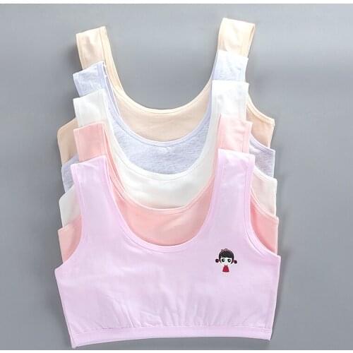 Puberty Cotton Vest Young Girl Sport Tops Training Kids Bra Student Double-deck Teen Underwear Children Bras for 8-18 Years Old