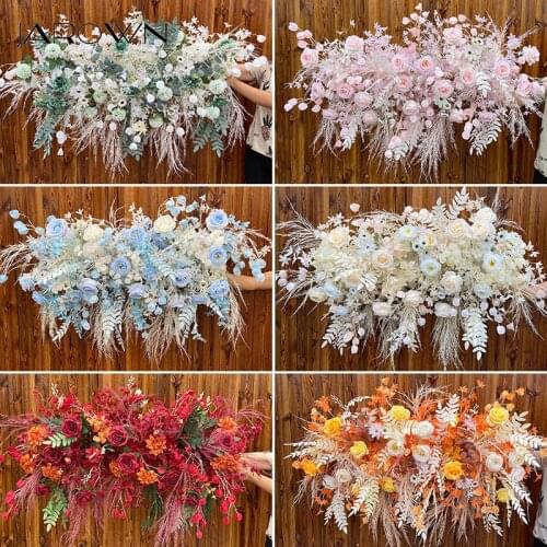JAROWN Artificial Flowers Hanging Style Flower Row Wedding Background Party European Hotel Window Decoration Flower Half Ball