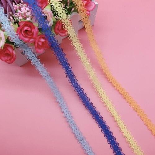 1M New Embroidery Lace Fabric 1.5cm Yellow Orange Lace Ribbon Green Lace Fabric Guipure Ribbons And Trims For Sewing Dress LP35