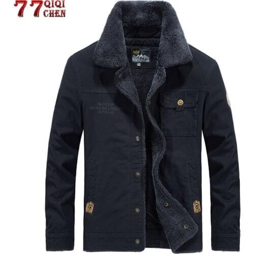 Winter Jacket Men Casual Fur Collar Thick Warm Parkas Coats Fleece Liner Male Military Cotton-Padded Jackets Cargo Work Coat 6XL