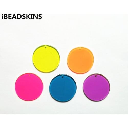 New arrival! 35mm 100pcs acrylic Neon effect coin-shape charms for stud earrings/earrings accessories/Earring parts DIY