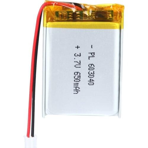 YDL 3.7V 650mAh 603040 Rechargeable Lipo Battery with JST Connector