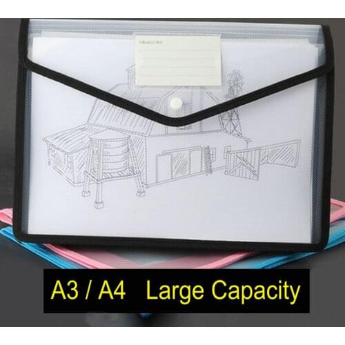 Plastic Envelope A4 A3 Document Bag Large Capacity Document Organizer Waterproof Plastic Bag For Documents