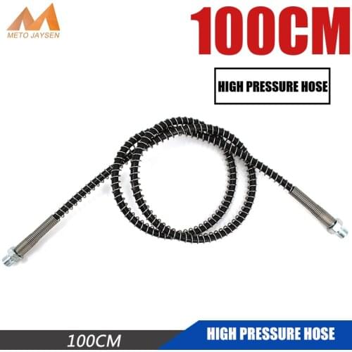 PCP Pneumatics Air Pump High Pressure Nylon Hose with Spring Wrapped 100cm Long M10*1 Male x M10*1 Male thread NH100