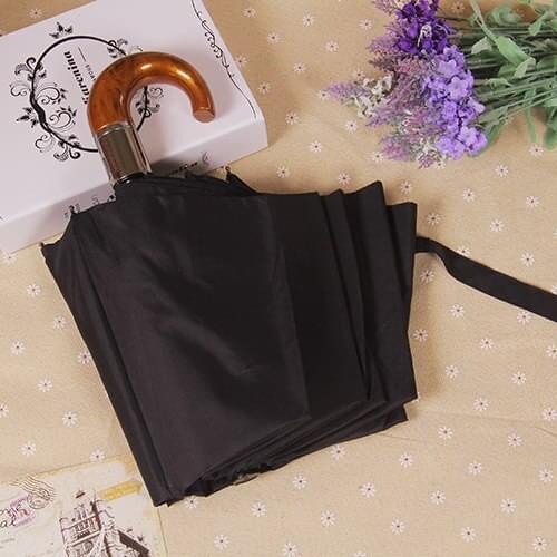 10 Bones Strong Fully Automatic Umbrella Parasol Waterproof Folding Wood Handle Gift Clear Black Sun Umbrella B65
