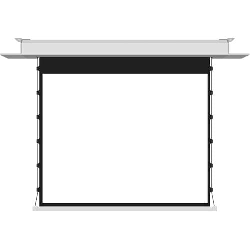 Plutussa Max White Teb-Tensioned Series DescenderPro Compact Ceiling Recessed Electric Projector Screen