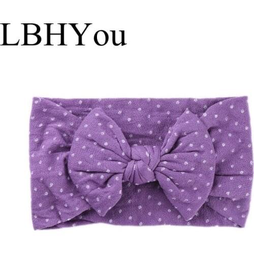 Newborn Baby Super Soft Wide Bows Nylon Headbands,Polka Dot Nylon Hairbands,Elastic Stretchy Kids Girls Knot Bow Turban HeadWrap