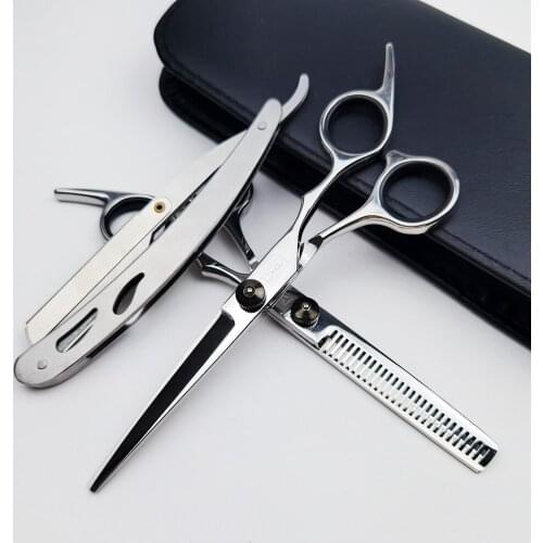 Professional Hairdressing Scissors Flat Scissors And Cutting Thinning Styling Tool Hair 6 Inch Black And Silver Hair Stylist