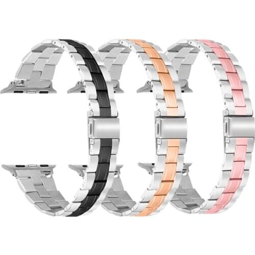 For Apple Watch Band 44mm 40mm 42mm 38mm Double-color Steel Strap Business Classic Fashion Bracelet for iWatch Series SE/6/5/4/3