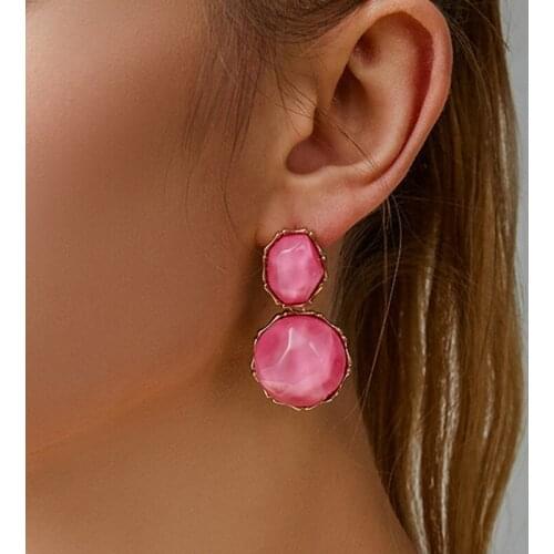 Retro Resin Acrylic Water Drop Pendant Earrings for Women Round French Earrings Irregular Geometric Pendant Earrings Jewelry