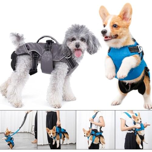 Dog Walking Harness Pet Carrier Dog Harness Reflective Vest Harness with Adjustable Soft Padded Dog Vest Pet Chest Backpack