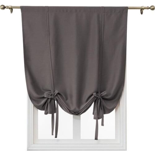 Kitchen Curtains for Window - Decorative Roman Blind for Bedroom Tie Up Shades Short Window Covering Matte Grommet