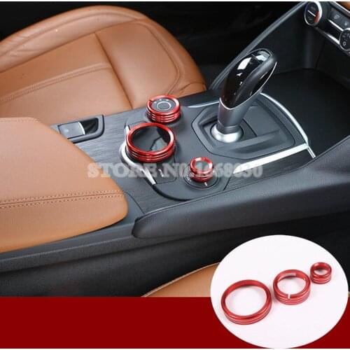 Inner Air Condition Knob Trim Cover 3pcs Red Colour For Alfa Romeo Giulia 2017-2020 Car accesories interior Car decoration