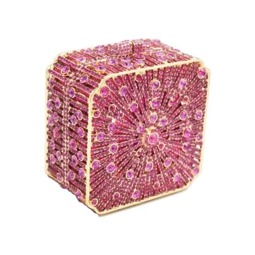 XIYUAN Female Blue Purple Color Clutch Bags Crystal Evening Bags for Women Formal Party Cocktail Rhinestones Minaudiere Handbags