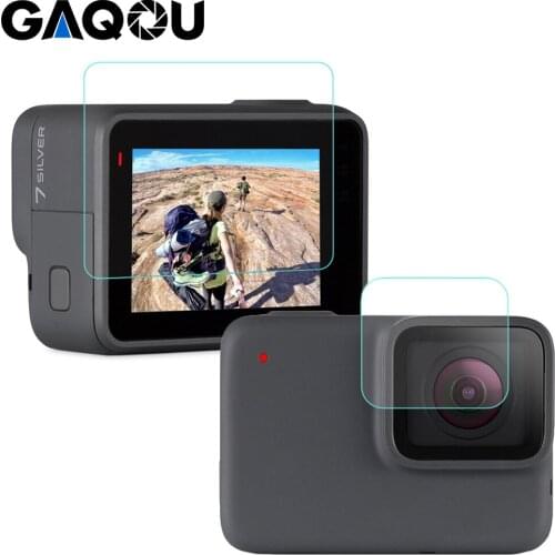 GAQOU Tempered Glass for Gopro Hero 7 6 5 Black Lens Cap LCD Screen Protector Go Pro Action Camera Protective Film Accessories