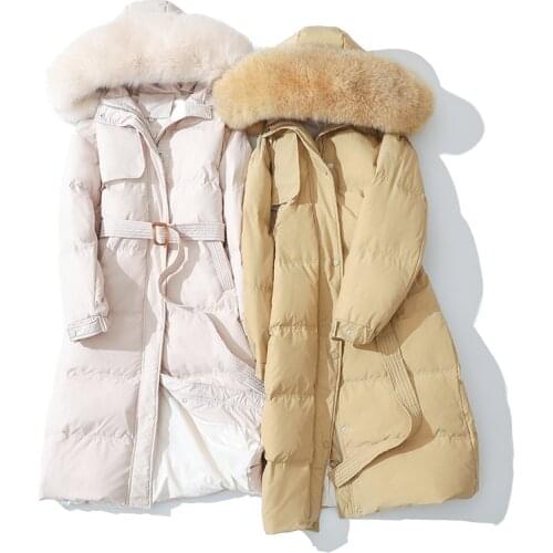 Winter Coat Women Fur Collar Parkas Puffer Jacket Hooded Jackets for Women 2021 Woman Fashion Midi Clothes Doudoune Femme HLY156