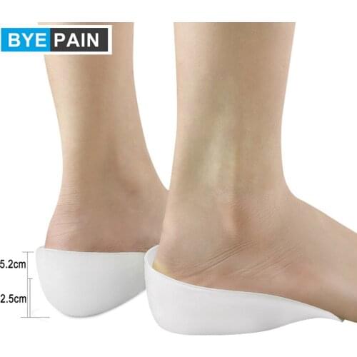 1Pair Silicone Unisex Height Increase Insole Heel Lifting Inserts Shoe Foot Care Protector Elastic Cushion Arch Support Pad