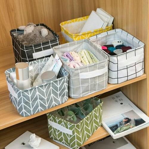 1 Pc Cotton Linen Desktop Storage Organizer Sundries Fashion Storage Box Cabinet Underwear Storage Basket laundry organizer