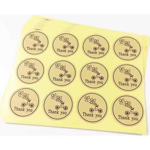 1000 Pcs/lot Round Kraft Paper Seal Sticker Bicycle Heart Holiday Thank You Stickers Packaging Label Material Supplies