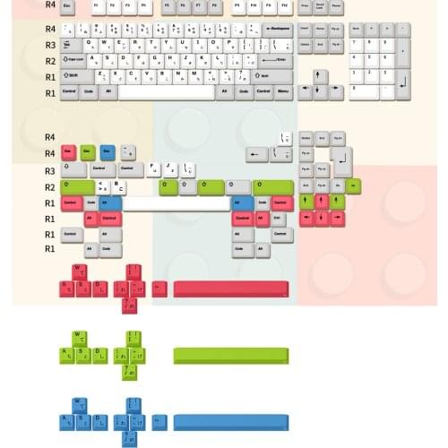 192 Keycaps for Mechanical Keyboard PBT Dye Sublimation Cherry Profile Japanese White Gray Personality for GK61 RK61 Anne Pro 2