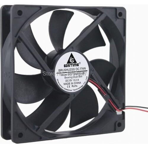 20 PCS LOT Gdstime DC 5Volt 2pin 0.2A 120mm x 25mm 12cm 12025B Ball Motor Axial Flow Cooling Fan
