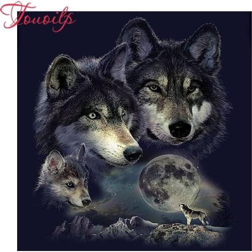 TOUOILP Full Square/Round Drill "moon Animal wolf" 5d diy Diamond Painting 3D Embroidery Cross Stitch Mosaic Decor Gift