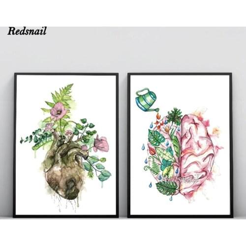 Brain Heart Anatomy Art Diamond Embroidery DIY Diamond painting Abstract Flower Plant 5D mosaic Doctor Office Decor EE980