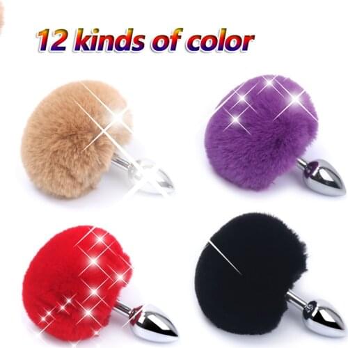12 Kinds Of Color Plush Metal Anal Plug Butt Plug Cosplay Role Play Anus Male Prostate Massager Sex Toys For Man Women Couples