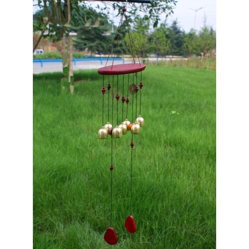 Free Shipping Antique Amazing Grace Solid Wood Ellipse 7 Copper Alloy Bells Antirust Wind Chimes Outdoor Indoor Home Decor Sound