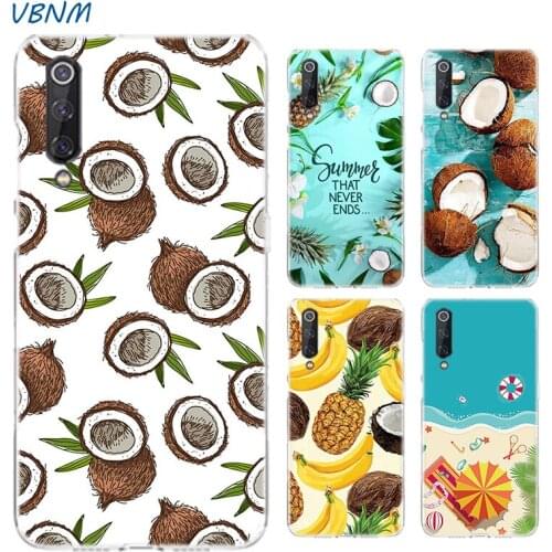 Fruit Coconut Summer Blue Sky Shell Silicone Phone Case For Xiaomi Note 10 9 8 lite A3 5X 6X CC9 CC9E 9SE 8SE 9T F1 Bags Cover