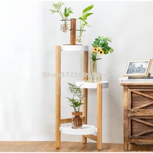 Nordic flower shelf indoor living room floor-to-ceiling multi-layer storage green radish simple modern corner solid wood balcony