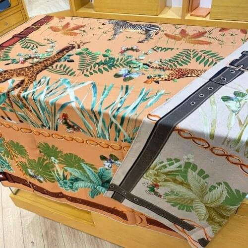 135*135 Giraffe Zebra Double-Sided Digital Printing Process Thickened Warm Shawl 50% Cashmere + 50% Silk Scarf Muffler By Hand