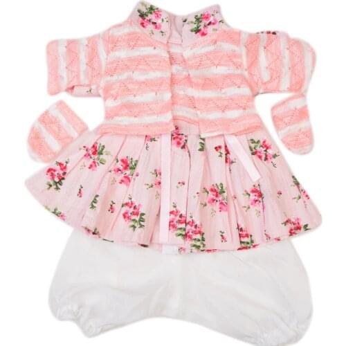 KEIUMI Lovely Pink Dress Suit For 17-18 Inch Reborn Baby Doll Clothing Strip Shirt Doll Suits Children Xmas Birthday Gifts