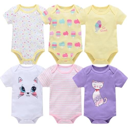 2021 Summer Newborn Baby Girl Clothes Unicorn Cotton Cat Baby Girl Clothes 6pcs Cartoon Boys Baby Clothing Jumpsuits Bodysuits