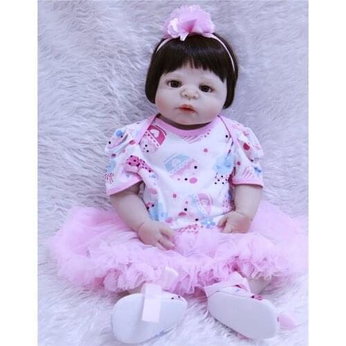 Dollmai DOLL Fashion Bonecas Princess Doll Reborn For Girls Reborn Baby Doll Realistic 22 Inch Vinyl Full Silicone Dolls Toys
