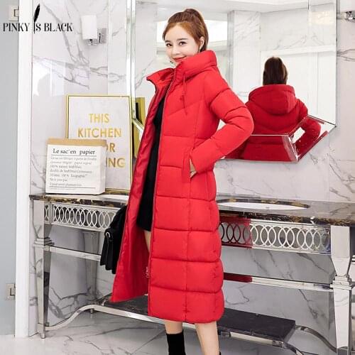 PinkyIsBlack 2019 New Fashion Women Winter Jacket Warm Hooded Female Womens Winter Coat Long Parkas Thicken Down Cotton Outwear