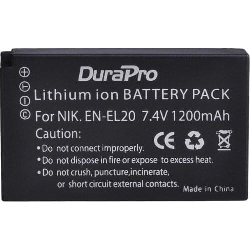 Durapro 1200mAh 7.4V EN-EL20 EN EL20 Rechargeable Li-ion Battery For Nikon COOLPIX A, AW, J1, J2, J3, S1, P1000 Camera
