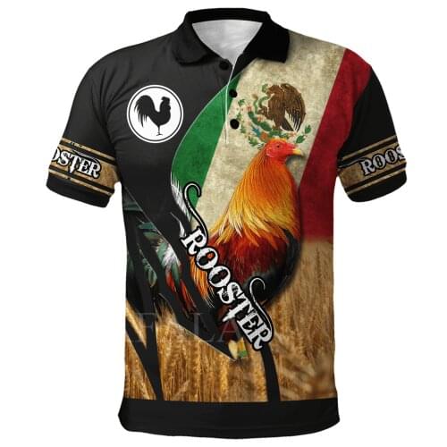 Love Beautiful Mexican Rooster 3D Full Printed Men Women Thin Polo Shirt Collar Short Sleeve Street Wear Casual Tee-4