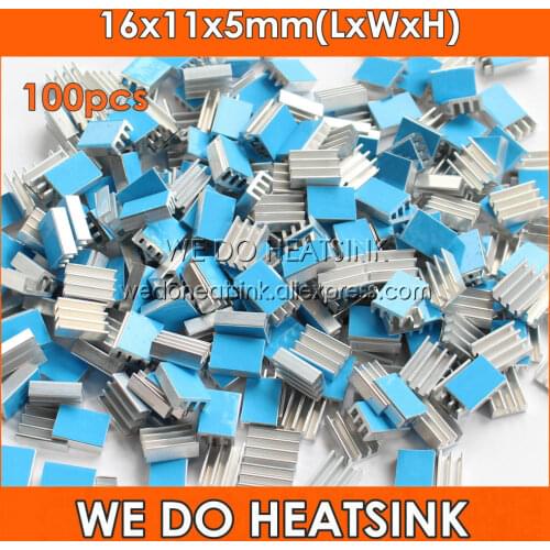 WE DO HEATSINK 100pcs 16x11x5mm Aluminum Heatsink Ram Heatsinks With Thermal Conductive Adhesive Transfer Tape Applied