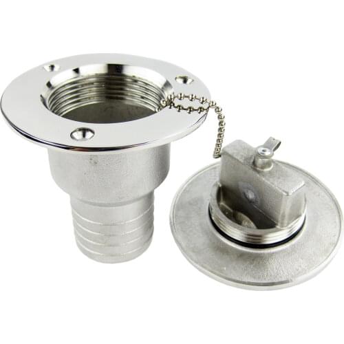 Boat Deck Fill/Filler Cap Keyless - Angled Neck 1-1/2"(38mm) Diesel 316 Marine Stainless Steel W/O Key