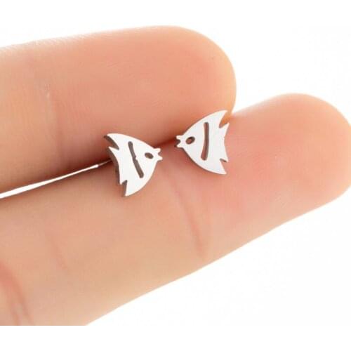 Stainless Steel Fish Animal Earring for Women New Lovely Animal Whale Mermaid Tail Statement Jewelry Girls Birthday Party Gifts