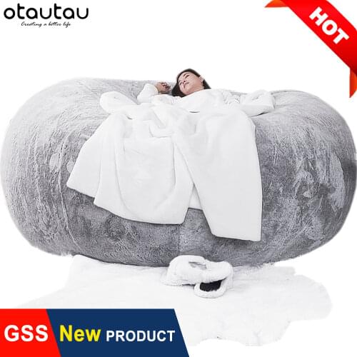 Fluffy Velvet Giant Sofa Cover Big Beanbag Chair Bean Bag Pouf Bed Ottoman Futon Couch Relax Lounge Furniture Otautau Custom