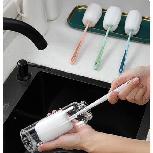 Sponge Cleaner Bottle Brush Long Handle Professional Glass Cup Brush Pacifier Cleaning Brush Easy To Store Home Kitchen Tool