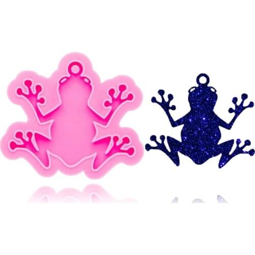 DIY Crafts Epoxy Resin Mold Jewelry Decorations Making Tool Cartoon Frog Shape Keychain Pendant Casting Silicone Mould