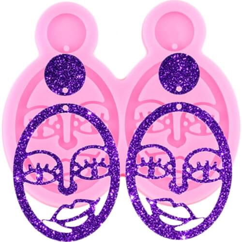 Super Glossy Girl Face Earring Silicone Mold Craft Custom Keychain Molds Necklace Jewelry Epoxy Crafting Moulds