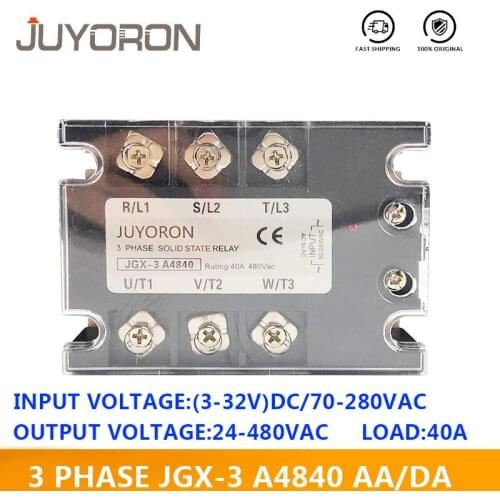 JUYORON Three Phase JGX-3 4840AA/DA Solid State Relay SSR with for 3phase SSR Heat Sink 40A input 3-32VDC 90-280VAC 24-480A AC